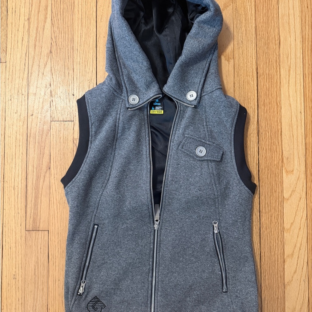 Burton Hooded Sleeveless Vest - Heather Gray - Picture 2 of 7